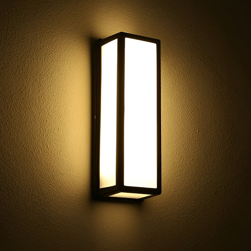 Rectangle LED Waterproof Motion Sensor Black Contemporary Wall Sconce Light