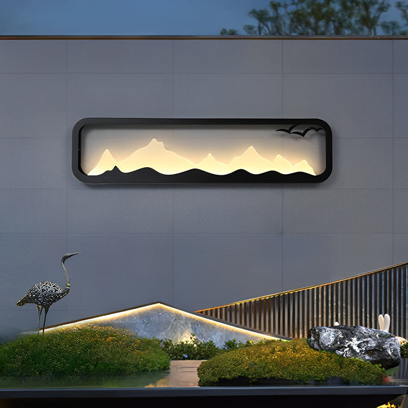Mountain Scenery LED Waterproof Black Outdoor Wall Lamp