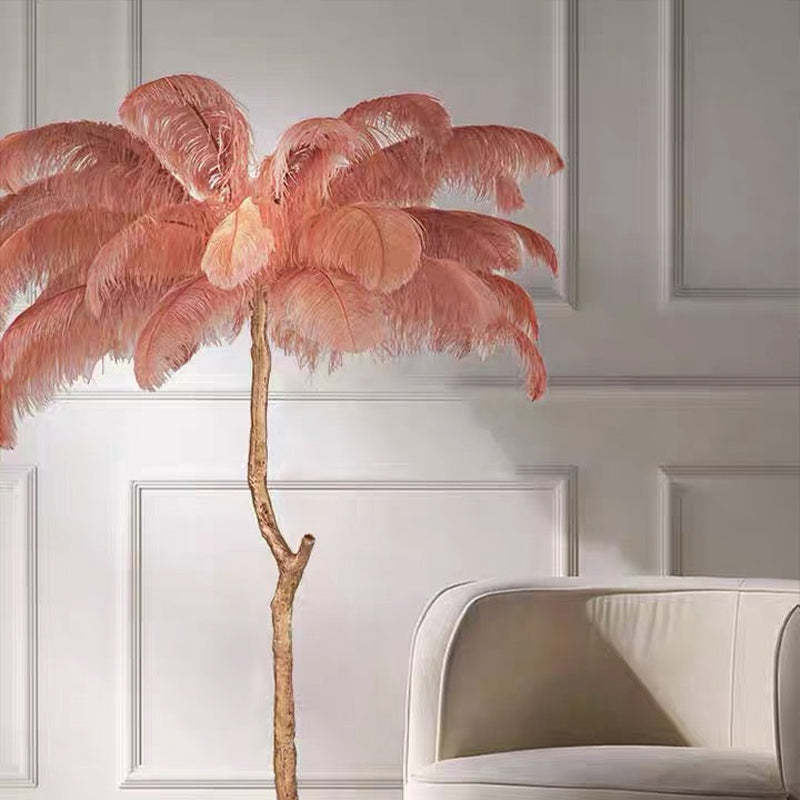 Scandinavian Luxury Unique Ostrich Feather Floor Lamp/Table Lamp