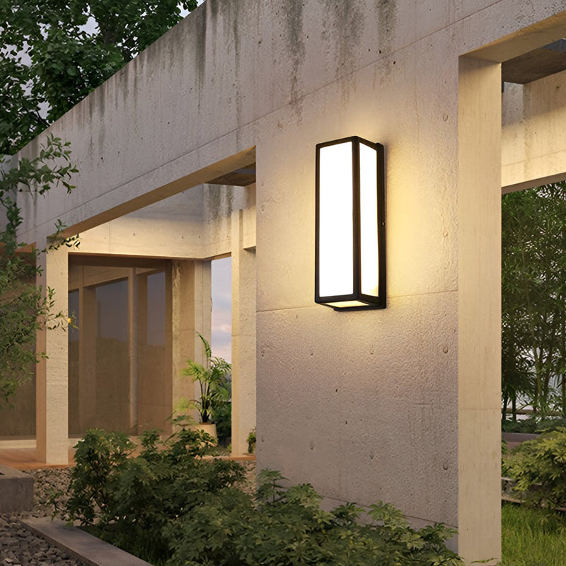 Rectangle LED Waterproof Motion Sensor Black Contemporary Wall Sconce Light