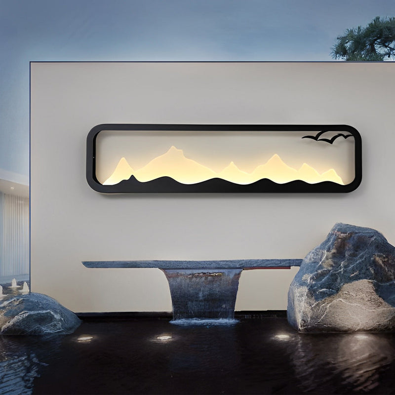 Mountain Scenery LED Waterproof Black Outdoor Wall Lamp