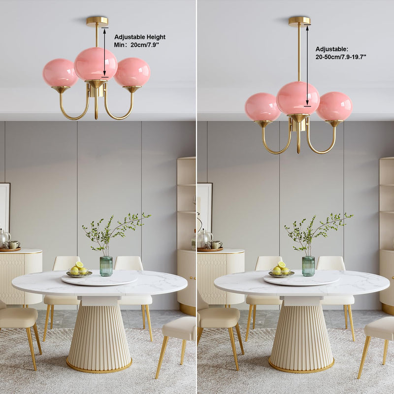 Bubble Pink Glass Marshmallow Chandelier