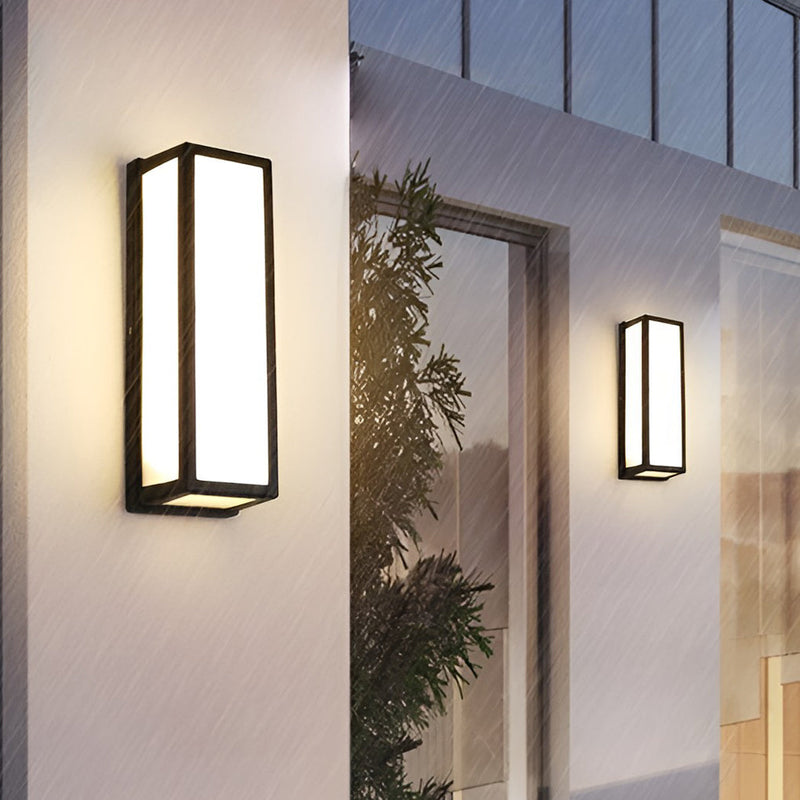 Rectangle LED Waterproof Motion Sensor Black Contemporary Wall Sconce Light