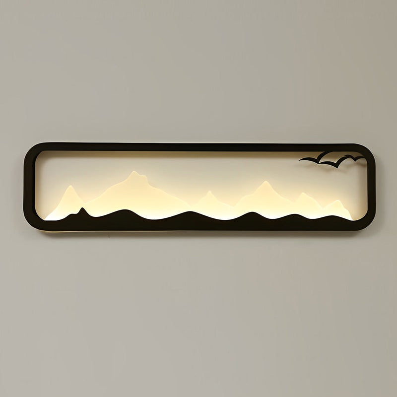 Mountain Scenery LED Waterproof Black Outdoor Wall Lamp