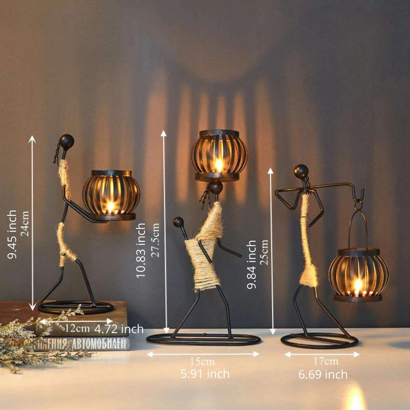Elegant Metal Candle Holder Figurines