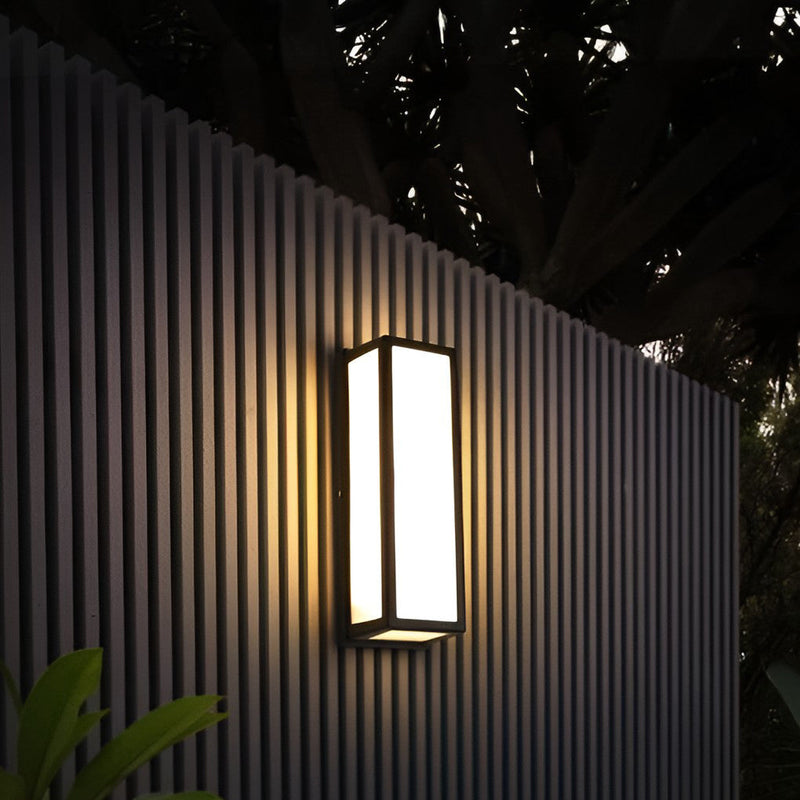 Rectangle LED Waterproof Motion Sensor Black Contemporary Wall Sconce Light