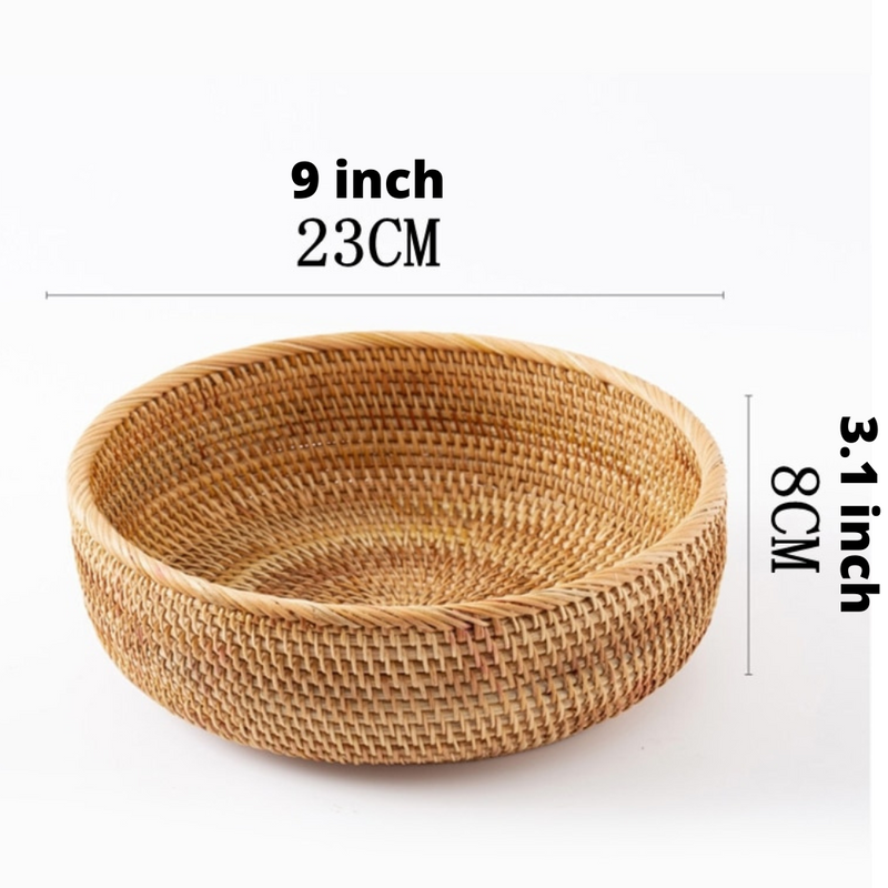 Hand-Woven Round Rattan Wicker Basket