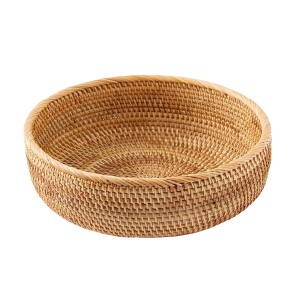 Hand-Woven Round Rattan Wicker Basket