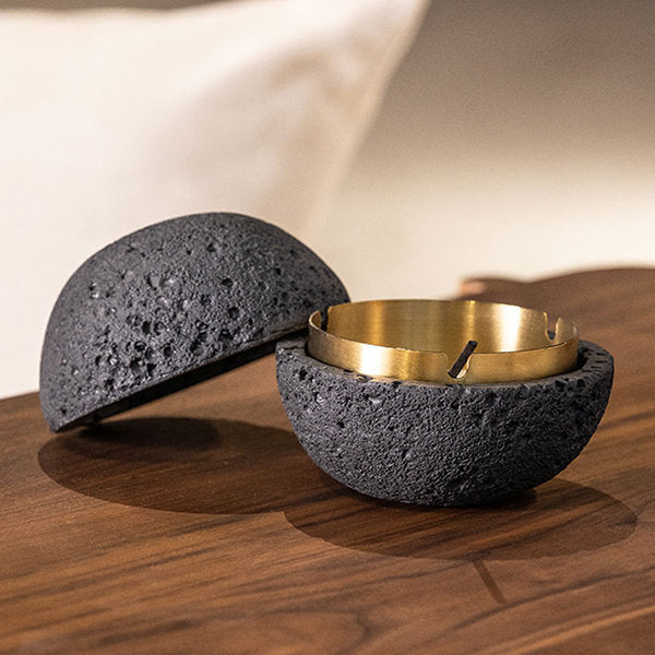 Rock Shaped Ashtray With Lid