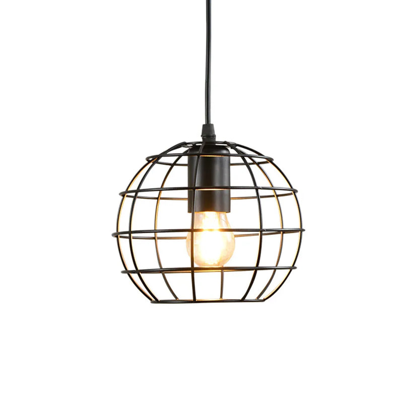 Retro Metal Chandelier with Black Lampshade for Kitchen and Cafe