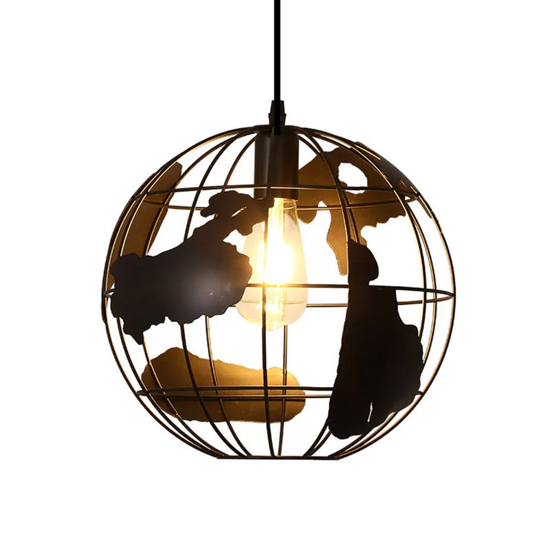 Retro Metal Chandelier with Black Lampshade for Kitchen and Cafe