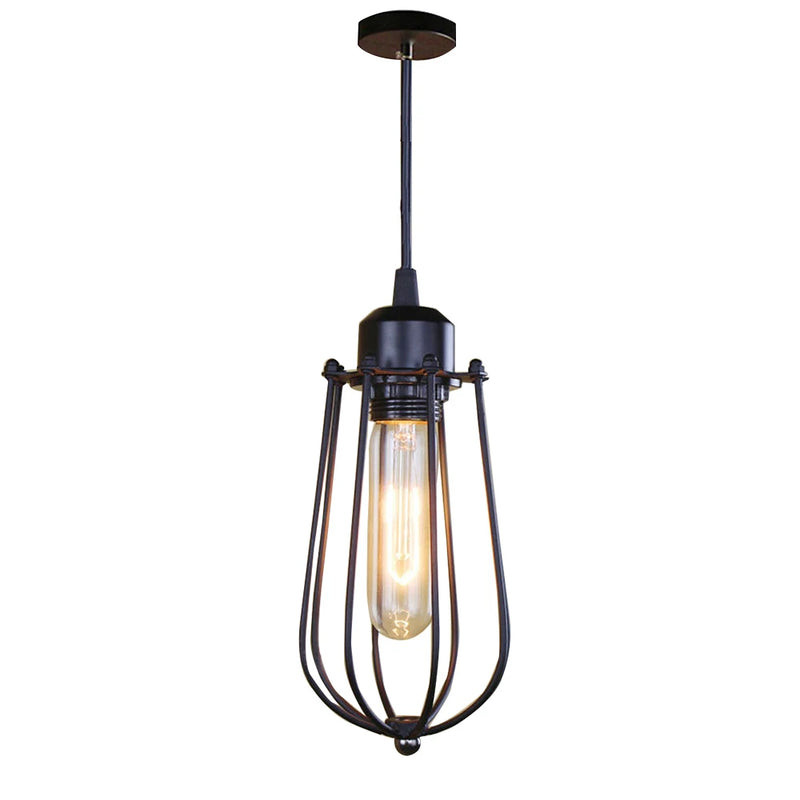 Retro Metal Chandelier with Black Lampshade for Kitchen and Cafe