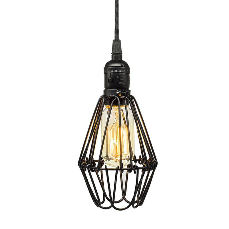 Retro Metal Chandelier with Black Lampshade for Kitchen and Cafe