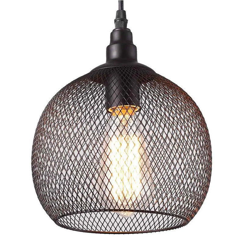 Retro Metal Chandelier with Black Lampshade for Kitchen and Cafe