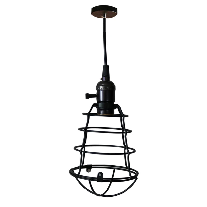 Retro Metal Chandelier with Black Lampshade for Kitchen and Cafe