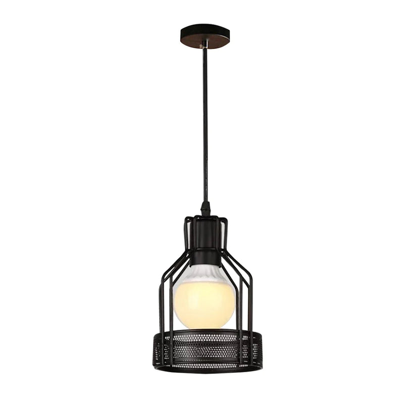 Retro Metal Chandelier with Black Lampshade for Kitchen and Cafe