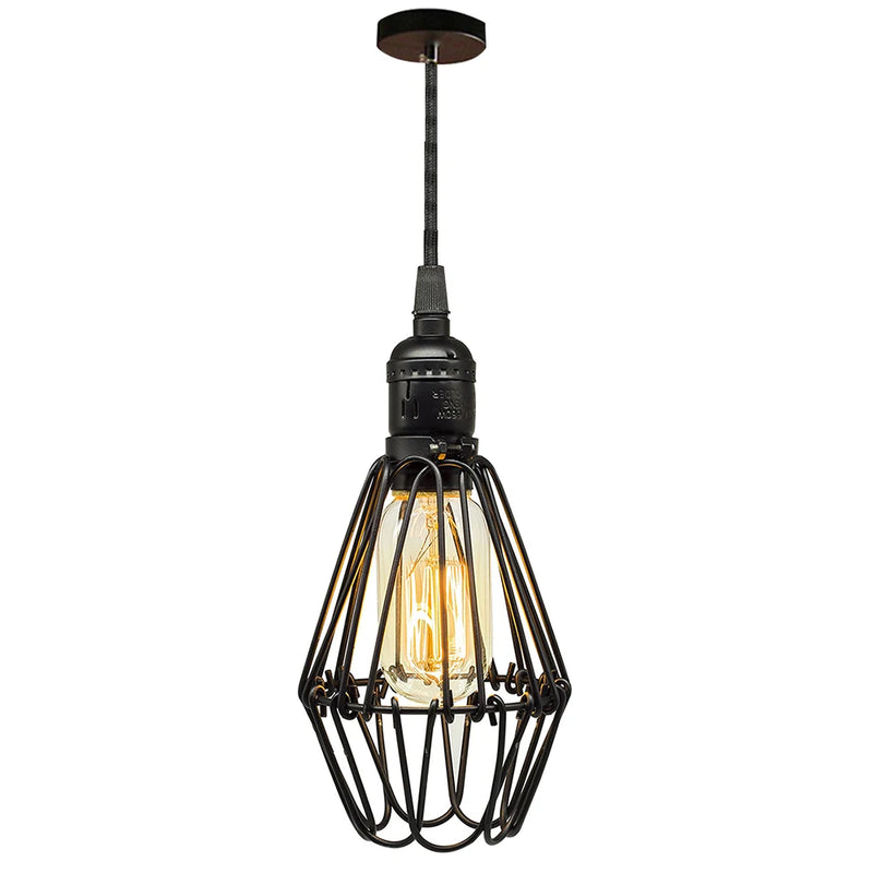 Retro Metal Chandelier with Black Lampshade for Kitchen and Cafe
