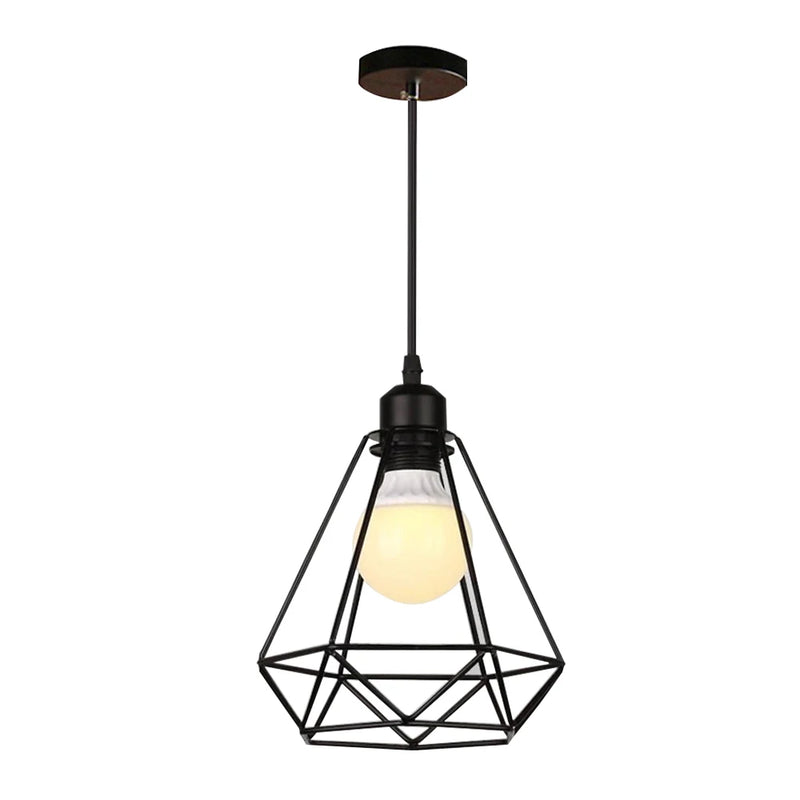 Retro Metal Chandelier with Black Lampshade for Kitchen and Cafe