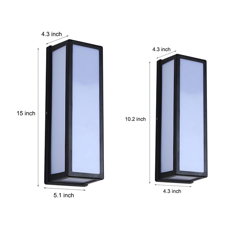 Rectangle LED Waterproof Motion Sensor Black Contemporary Wall Sconce Light