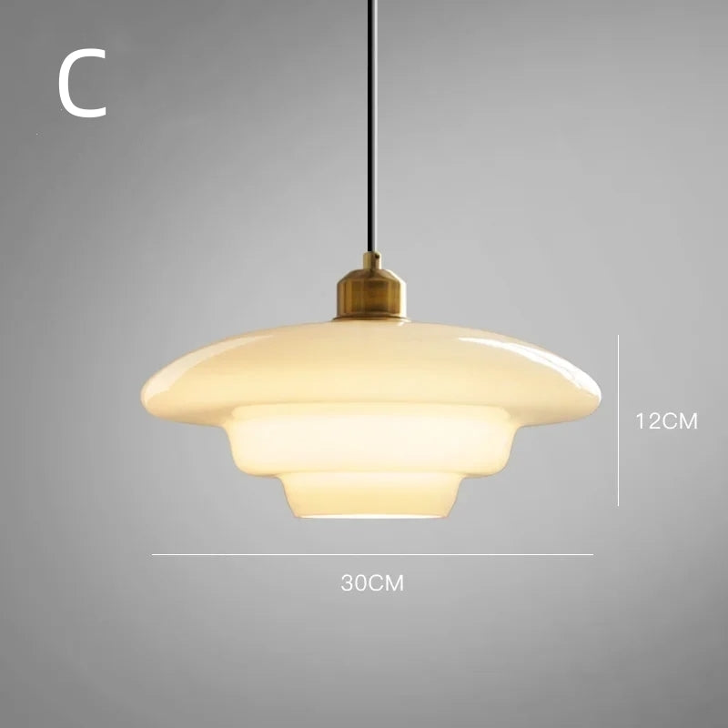 Mid Century Art Milk White Glass Pendant Light