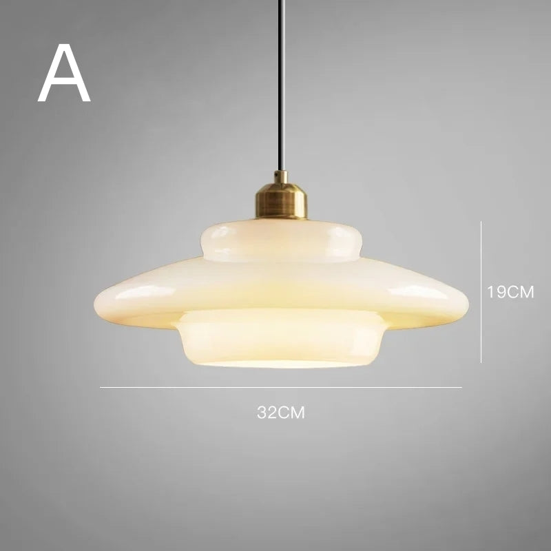 Mid Century Art Milk White Glass Pendant Light