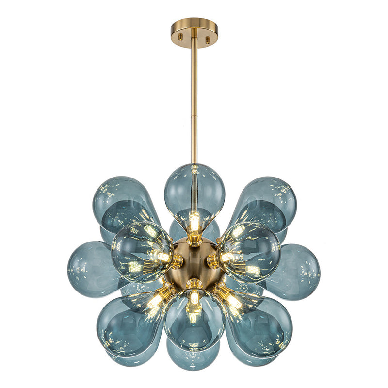 Contemporary 18-Light Hand Blown Glass Cluster Chandelier
