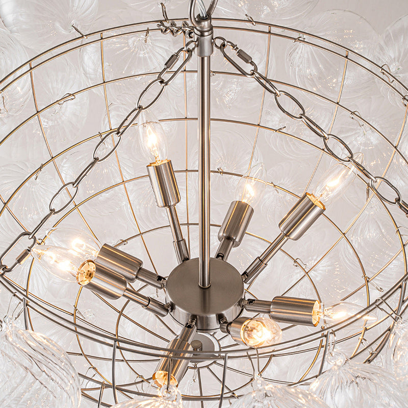 Contemporary Decorative Swirled Glass Cluster Bubble Chandelier