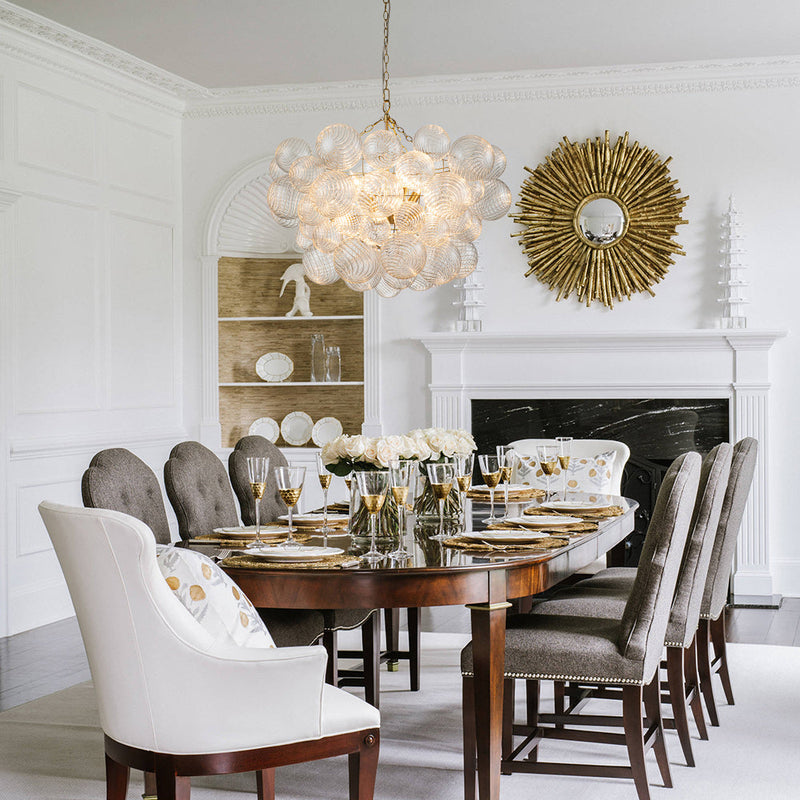 Contemporary Decorative Swirled Glass Cluster Bubble Chandelier