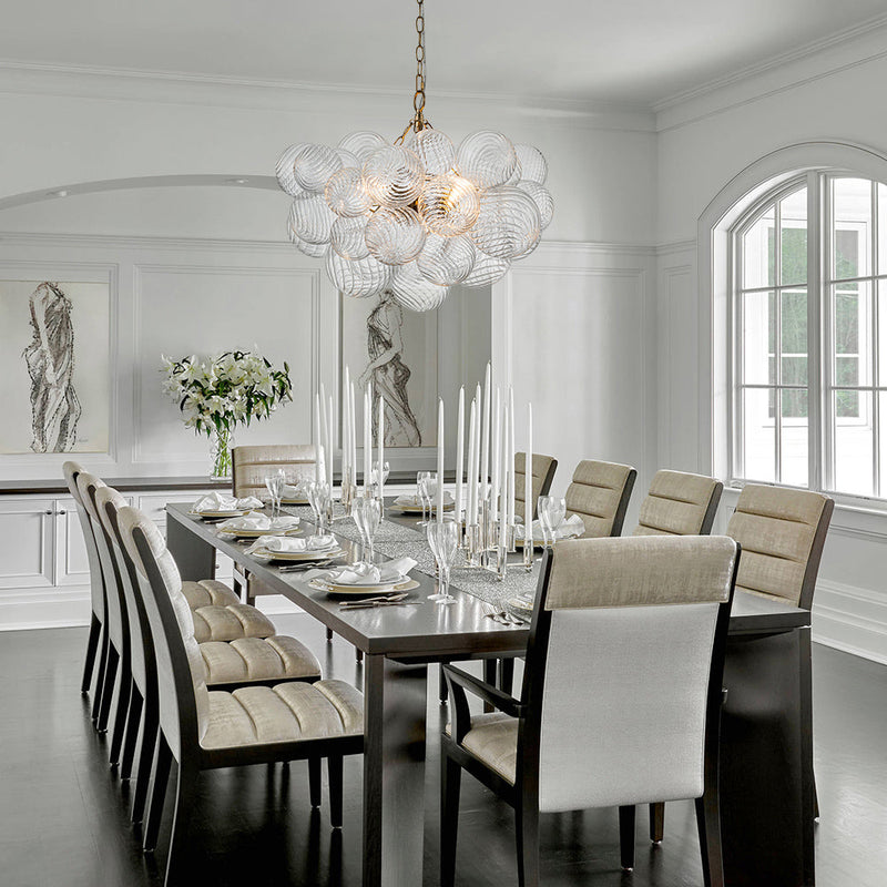 Contemporary Decorative Swirled Glass Cluster Bubble Chandelier