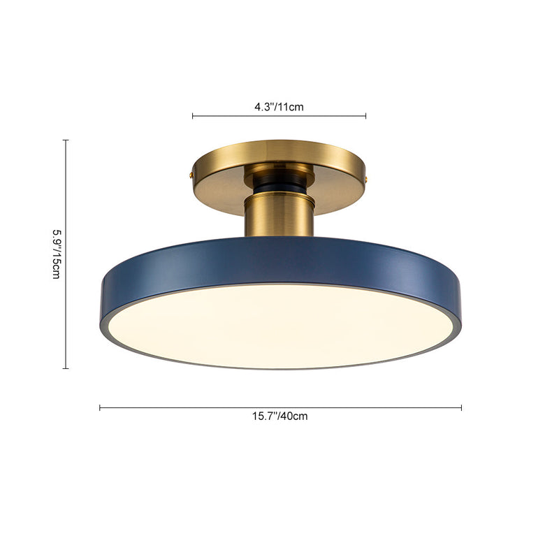 Contemporary Minimalist LED Drum Semi Flush Mount