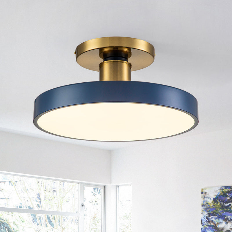 Contemporary Minimalist LED Drum Semi Flush Mount