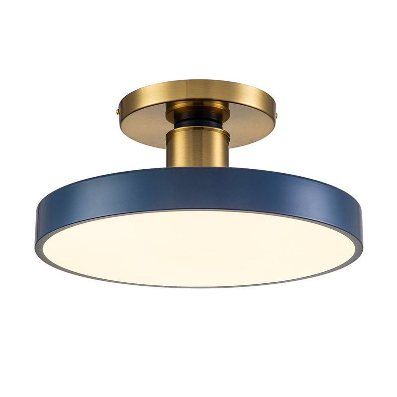 Contemporary Minimalist LED Drum Semi Flush Mount