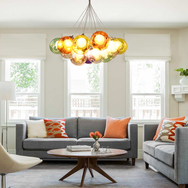 Contemporary Multi-Color Cluster Bubble Chandelier