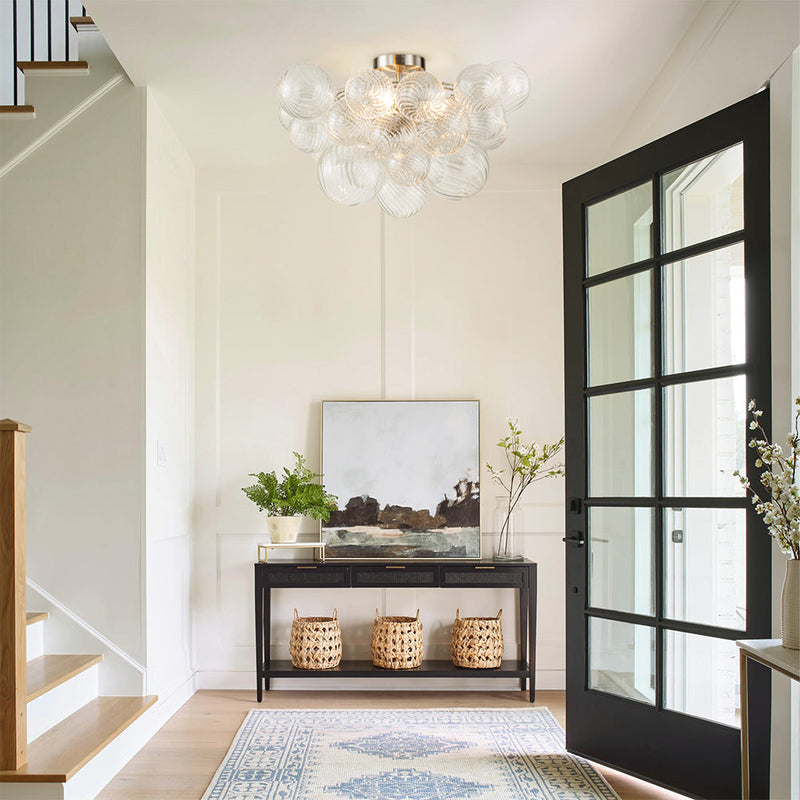 Contemporary Swirl Glass Cluster Bubble Semi-Flush Mount