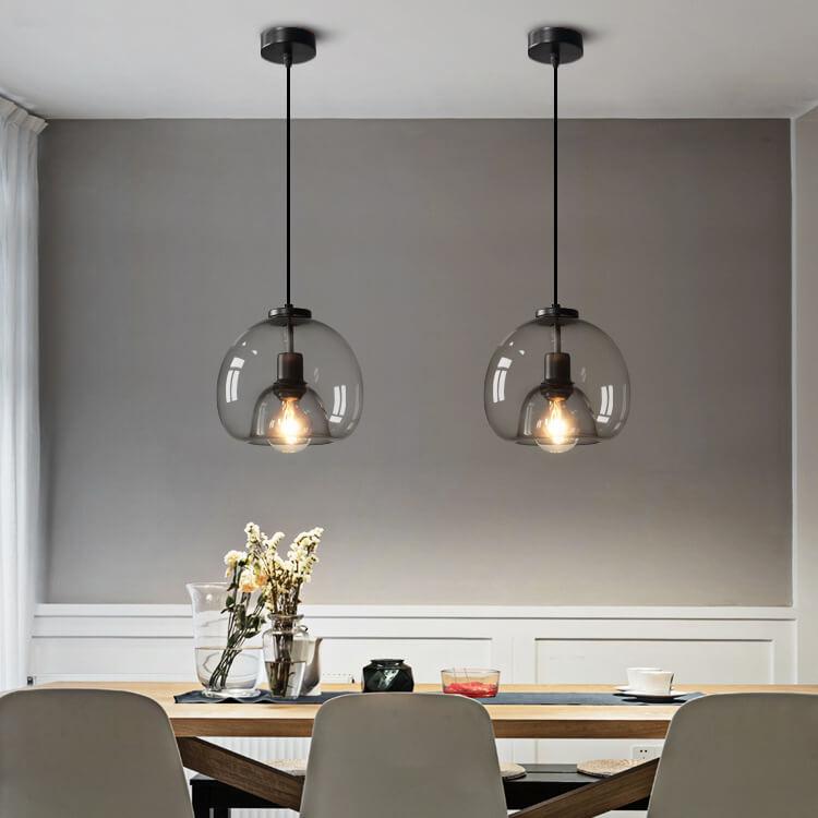 Minimalist Smoke Gray Light Hand-Blown Glass Dome Pendant Light