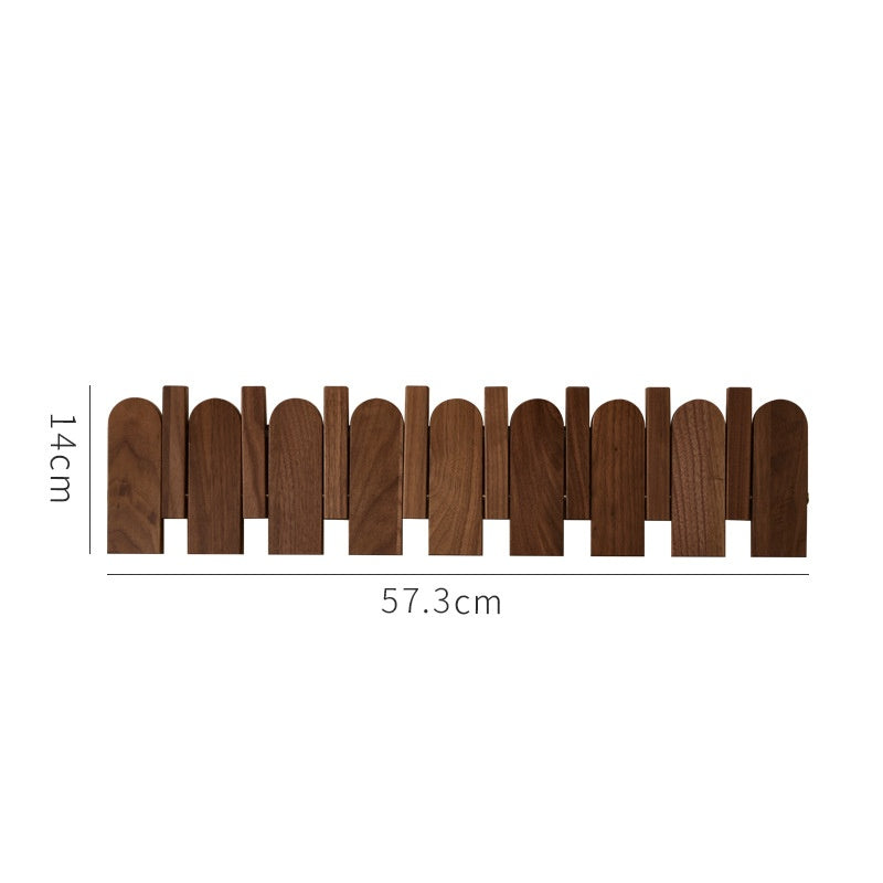 Black Walnut Piano Key Coat Rack Flip-Down Hooks
