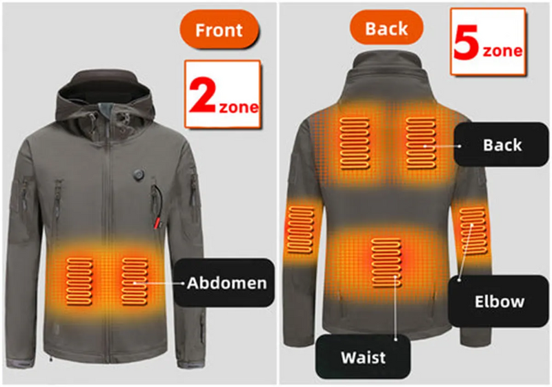 Outdoor Electric Windproof Heated Jacket Winter Heating Coat