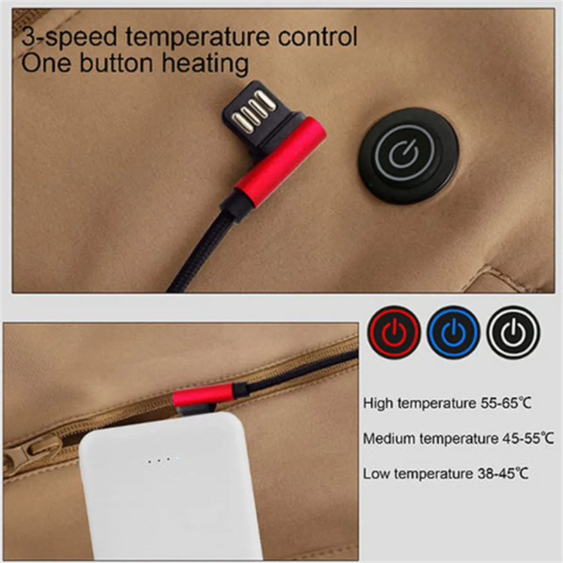 Outdoor Electric Windproof Heated Jacket Winter Heating Coat