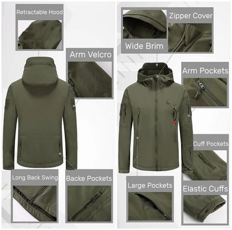 Outdoor Electric Windproof Heated Jacket Winter Heating Coat