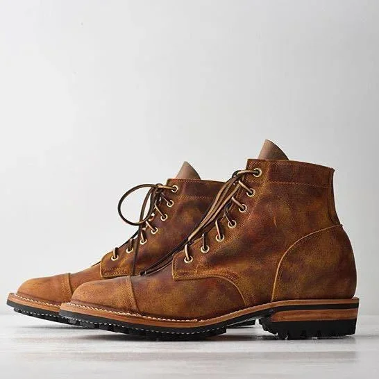 Men's Retro Low Heel Casual Short Boots