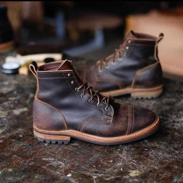 Men's Retro Low Heel Casual Short Boots