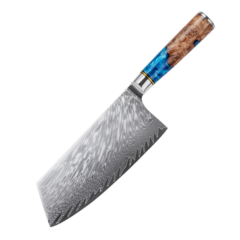 7.5" Damascus Steel Cleaver Chef & Butcher Knife