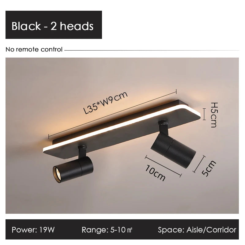Modern Black LED Ceiling Chandelier with Spotlights for Home Decor