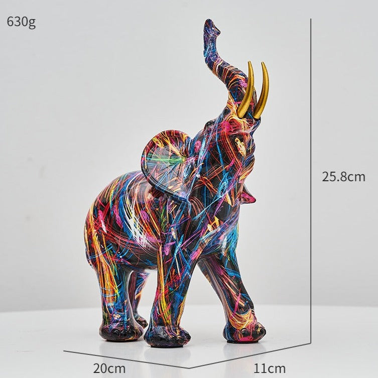 Elephant Scandinavian Resin Painted Statue