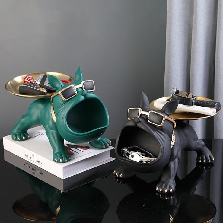 Bodybuilder Bulldog Resin Storage Bin And Tray
