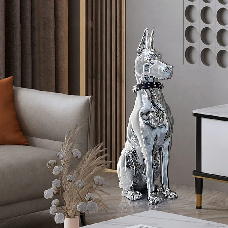 Electroplated Doberman Dog Statue