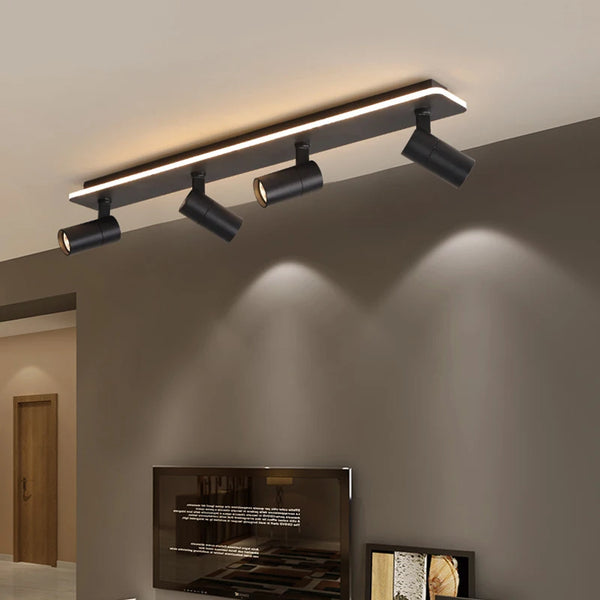 Modern Black LED Ceiling Chandelier with Spotlights for Home Decor