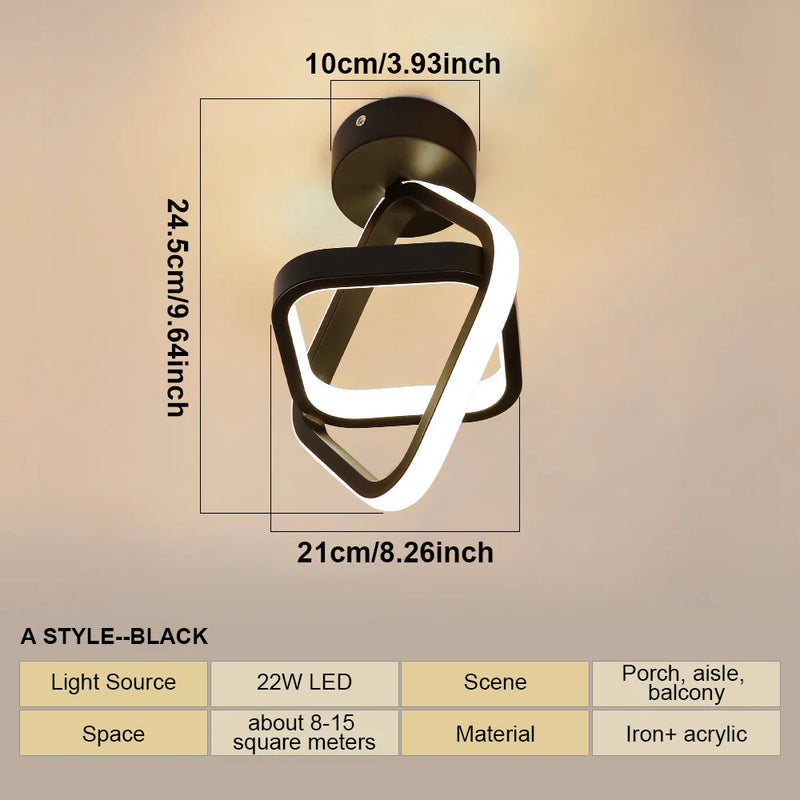 Modern Minimalist LED Ceiling Lamp - 2 Rings Aisle Light Fixture