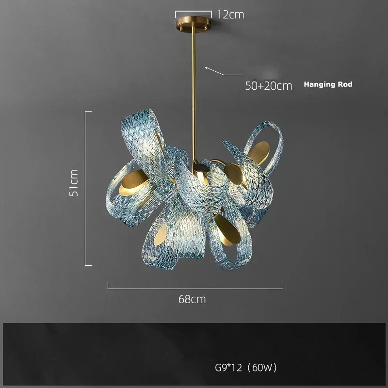 Modern Blue Glass LED Pendant Lamp for Hallway and Bedroom