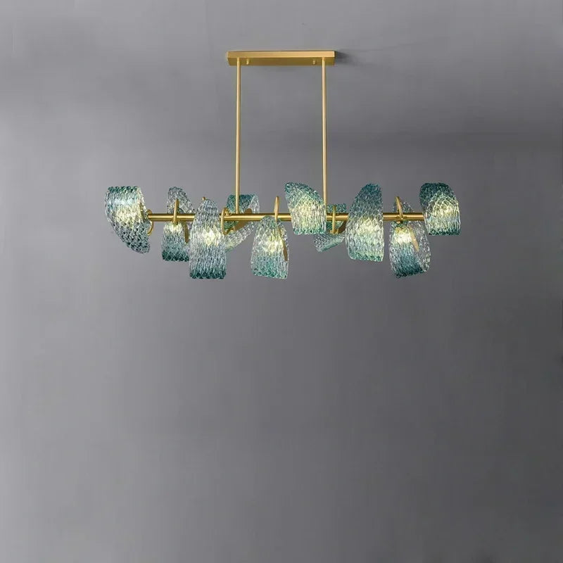 Modern Blue Glass LED Pendant Lamp for Hallway and Bedroom